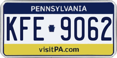 PA license plate KFE9062