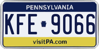 PA license plate KFE9066