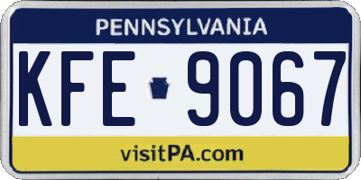 PA license plate KFE9067