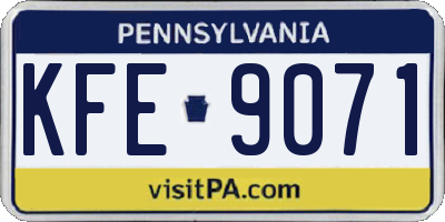 PA license plate KFE9071