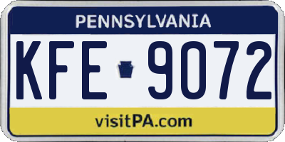 PA license plate KFE9072