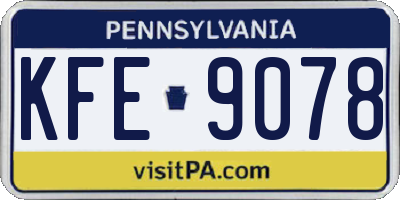 PA license plate KFE9078