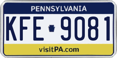 PA license plate KFE9081
