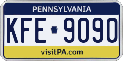 PA license plate KFE9090