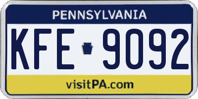 PA license plate KFE9092
