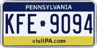 PA license plate KFE9094