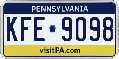 PA license plate KFE9098