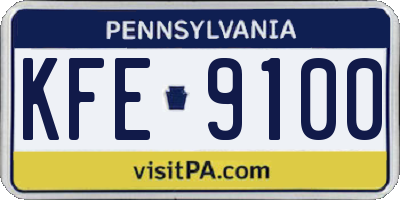 PA license plate KFE9100