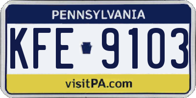 PA license plate KFE9103