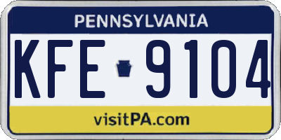 PA license plate KFE9104