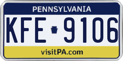 PA license plate KFE9106