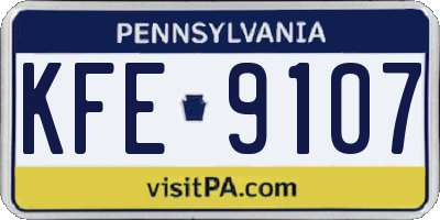 PA license plate KFE9107
