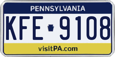 PA license plate KFE9108
