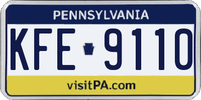 PA license plate KFE9110