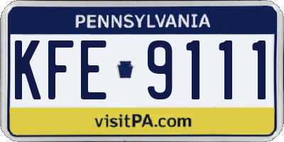 PA license plate KFE9111