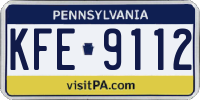 PA license plate KFE9112