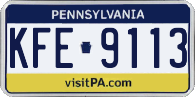 PA license plate KFE9113