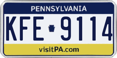 PA license plate KFE9114