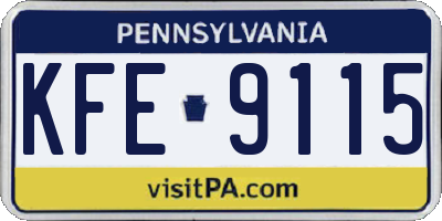 PA license plate KFE9115