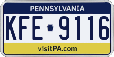 PA license plate KFE9116