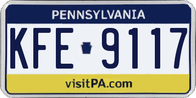 PA license plate KFE9117