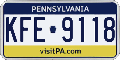 PA license plate KFE9118