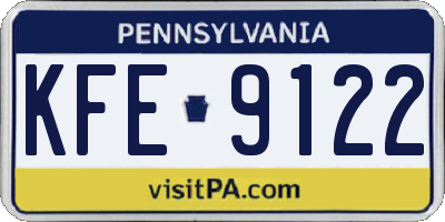 PA license plate KFE9122