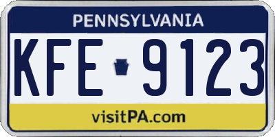 PA license plate KFE9123