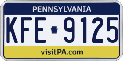 PA license plate KFE9125