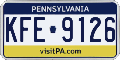 PA license plate KFE9126