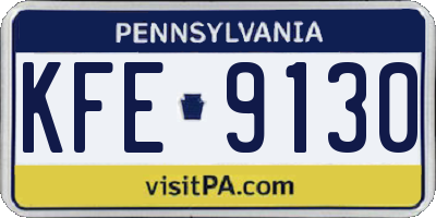 PA license plate KFE9130
