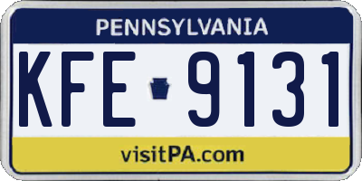 PA license plate KFE9131