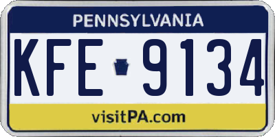 PA license plate KFE9134