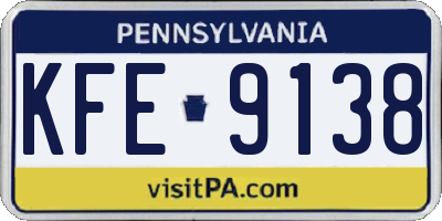 PA license plate KFE9138