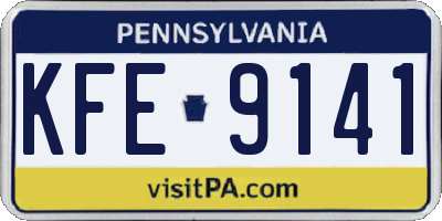 PA license plate KFE9141