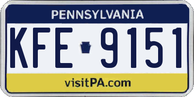 PA license plate KFE9151