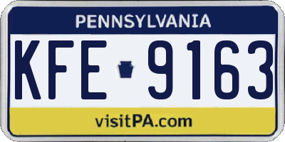 PA license plate KFE9163