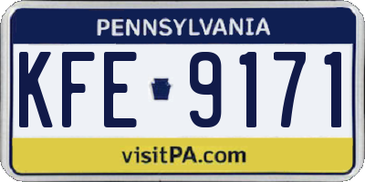 PA license plate KFE9171