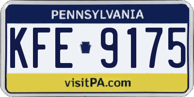 PA license plate KFE9175