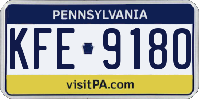 PA license plate KFE9180