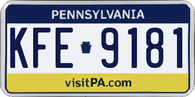 PA license plate KFE9181