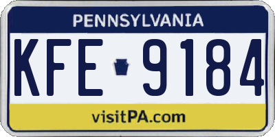 PA license plate KFE9184