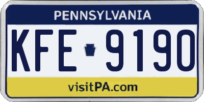 PA license plate KFE9190