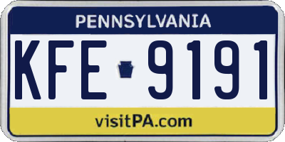 PA license plate KFE9191