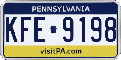 PA license plate KFE9198