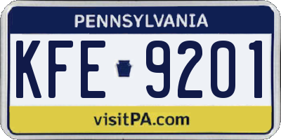 PA license plate KFE9201
