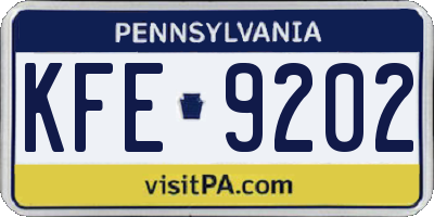 PA license plate KFE9202
