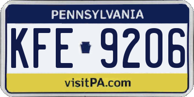 PA license plate KFE9206