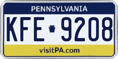PA license plate KFE9208