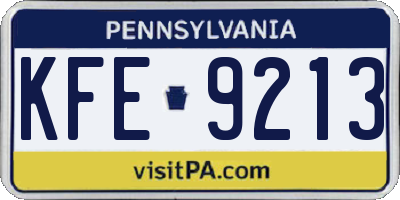 PA license plate KFE9213